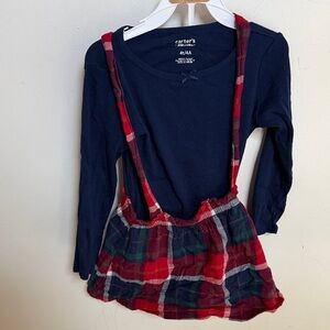 Carter's Navy Top with Red Plaid Skirt